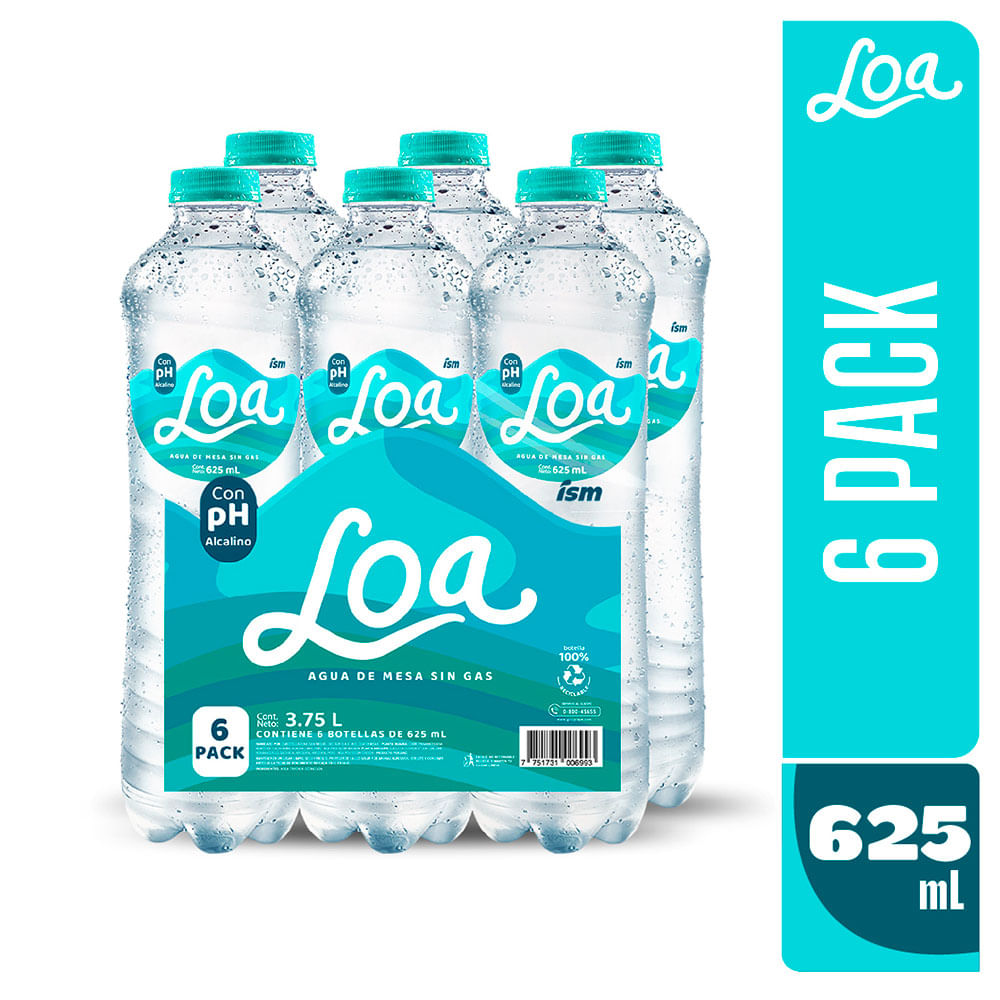 Agua LOA sin Gas Botella 625ml Six Pack
