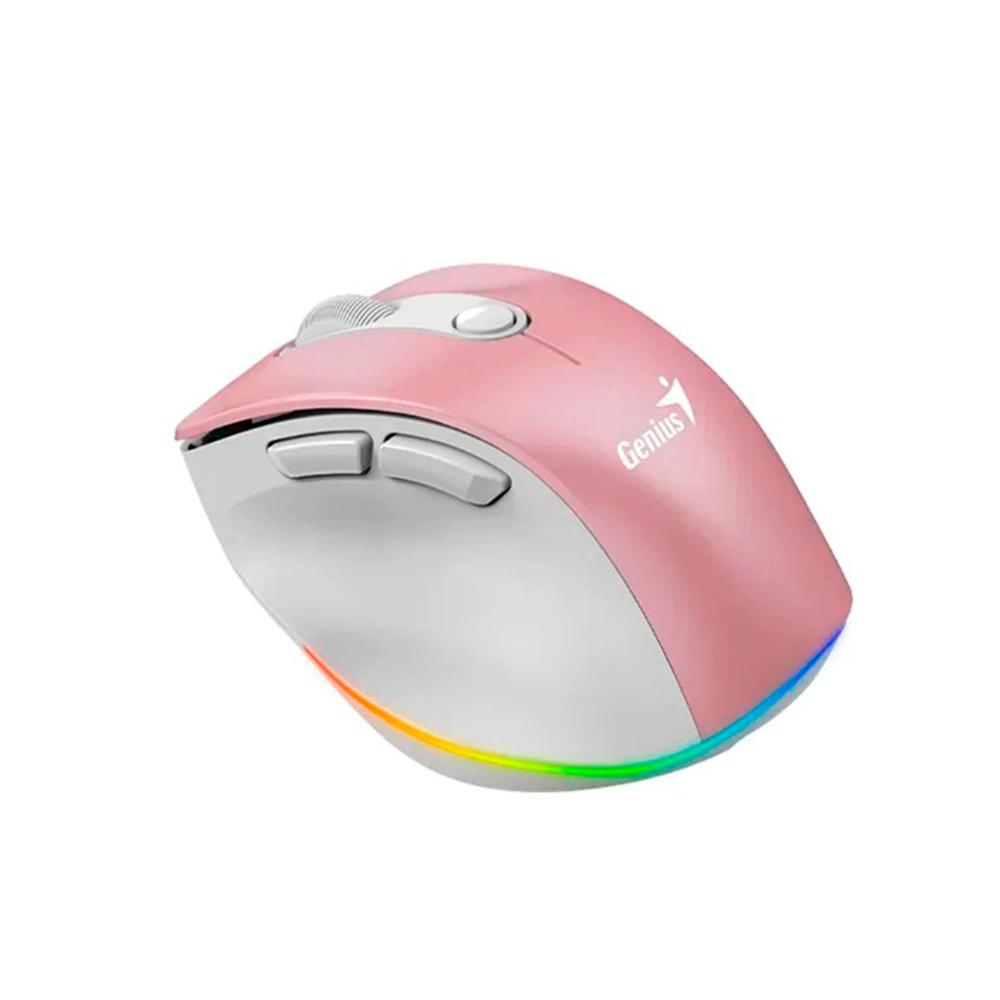 MOUSE INALAMBRICO GENIUS ERGO 9000S PRO DUAL BT 6-BOTONES SILENT RGB ROSA P/N: 31030039403