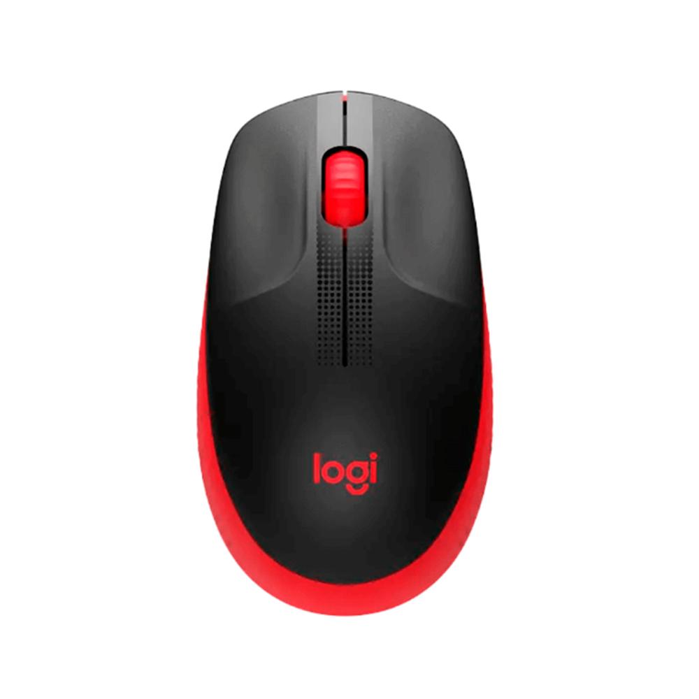 MOUSE INALAMBRICO LOGITECH M190, RECEPTOR USB 2.4GHZ, 1000 DPI, COLOR NEGRO / ROJO - P/N: 910-005904