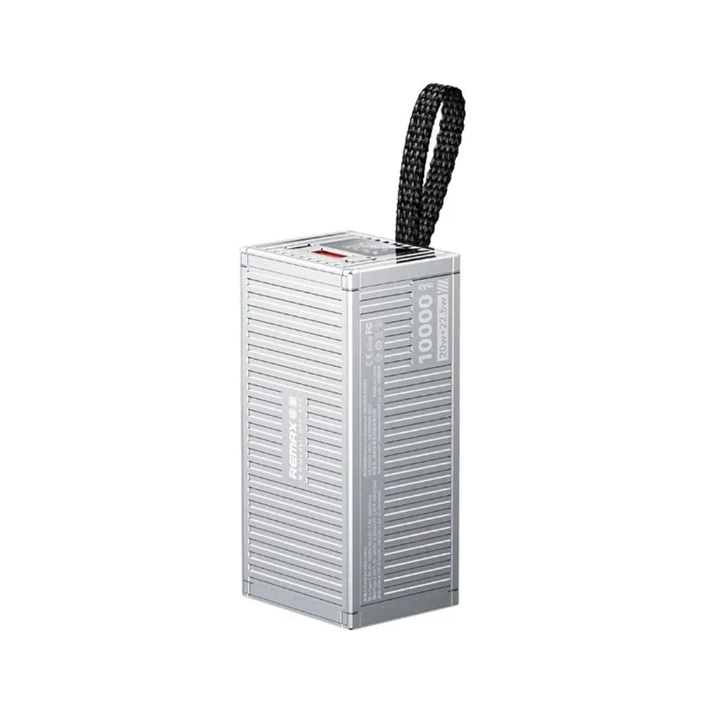 Cargador portatil with LED Light 10000mAh PD20W+QC22.5W MODELO RPP-673 PLATEADO