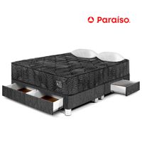 Cama Pocket Max Black Con Cajones King Charcoal