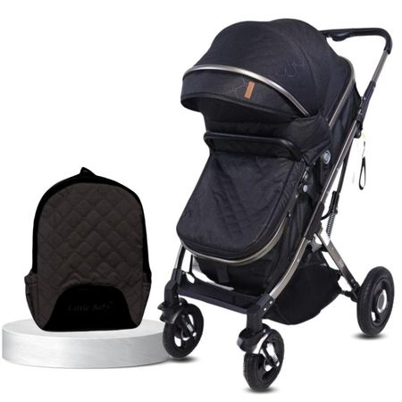 Coche Cuna para Bebé «STAR» con Bolso Pañalero Negro