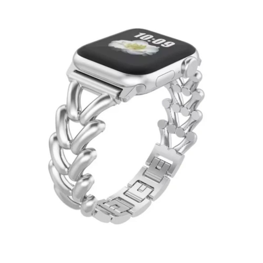 Correa Para Applewatch Y Watch 42-44-45-49mm Acero Trenzado Plateado