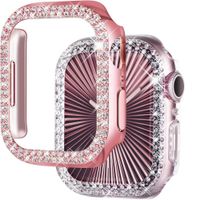 Bumper case doble piedras brillo para smartwatch de 45mm rosado