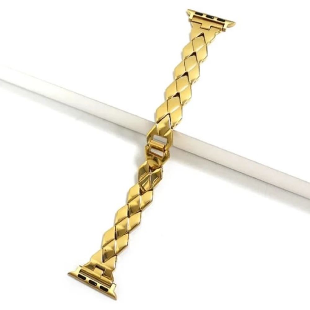 Correa de acero inoxidable para apple watch Glam 42 44 45 49mm dorado