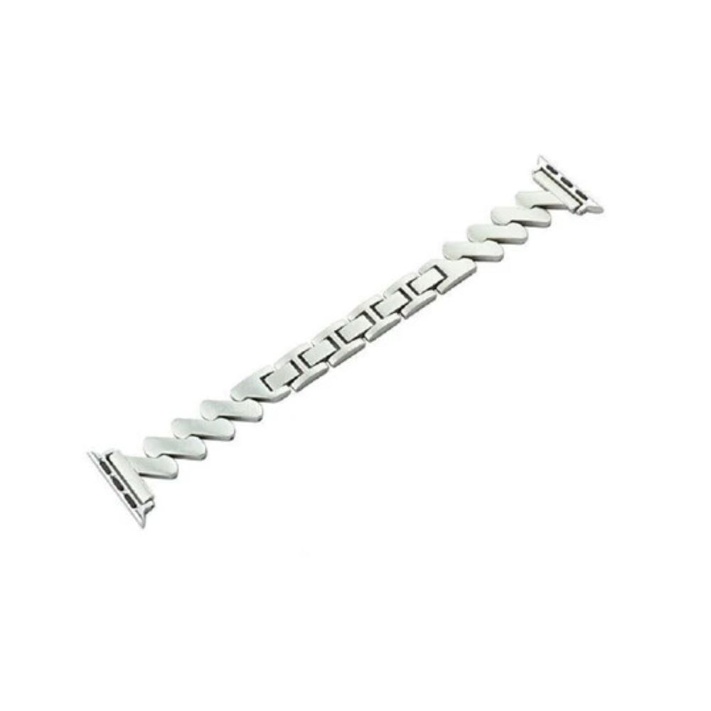 Correa de acero inoxidable para apple watch Zigzag 42 44 45 49mm plateado