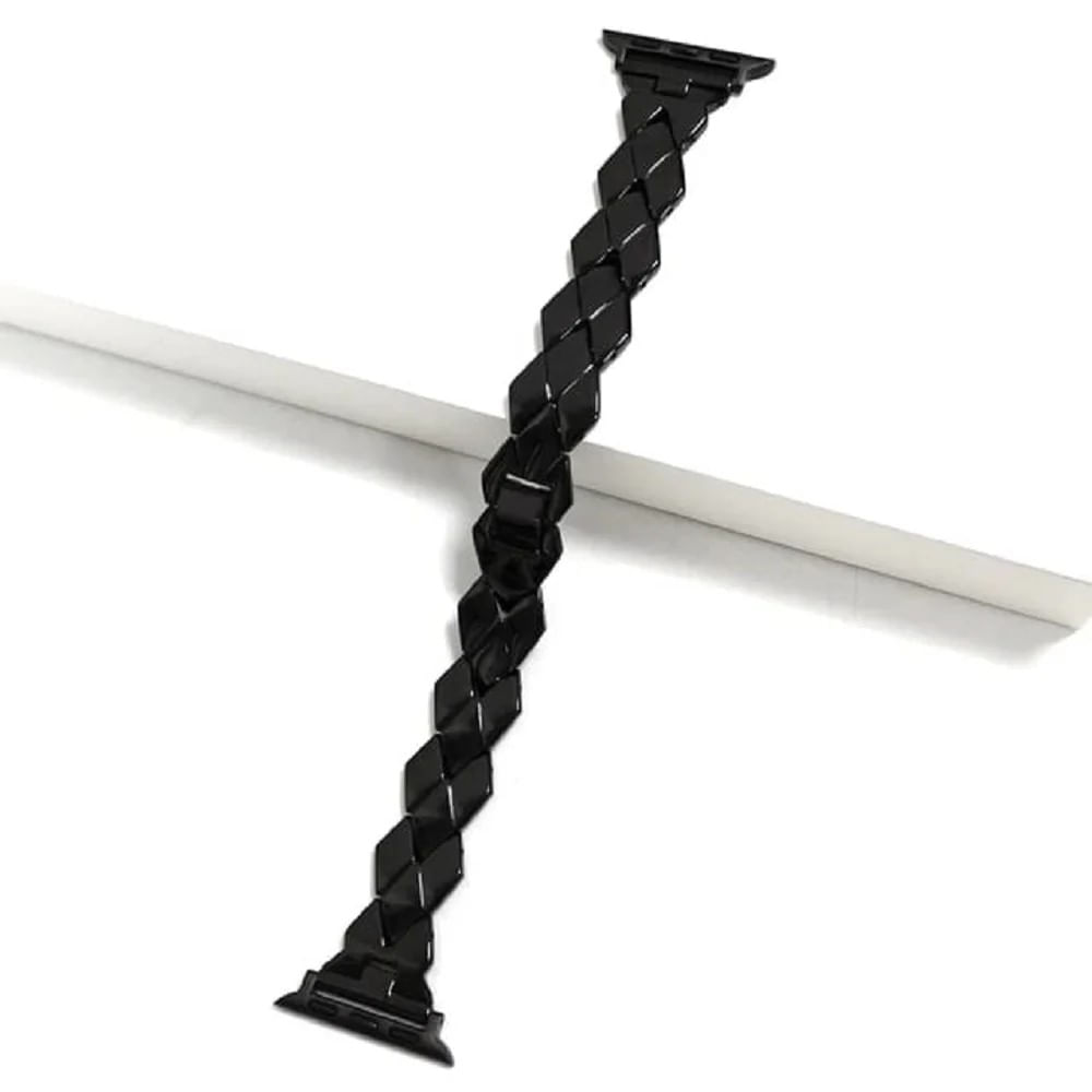 Correa de acero inoxidable para apple watch Glam 42 44 45 49mm negro