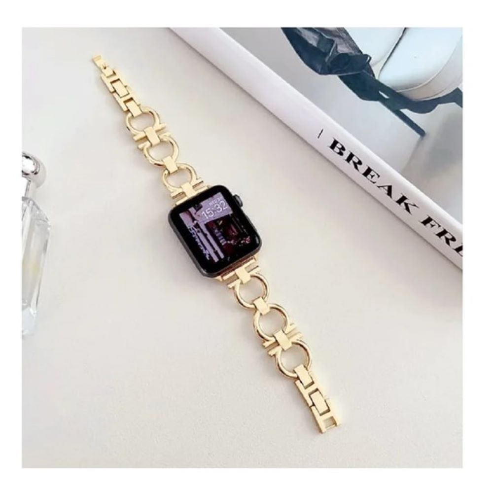 Correa Para Applewatch y Watch Acero Chanel 42 44 45 49mm Dorado