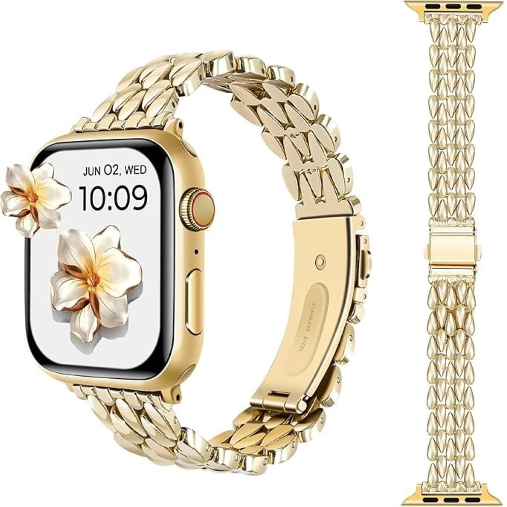 Correa Para Applewatch Y Watch Acero Rice 42 44 45 49mm Dorado