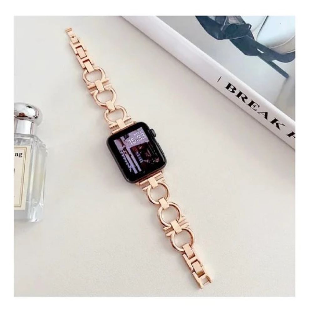 Correa Para Applewatch y Watch Acero Chanel 42 44 45 49mm Oro Rosa