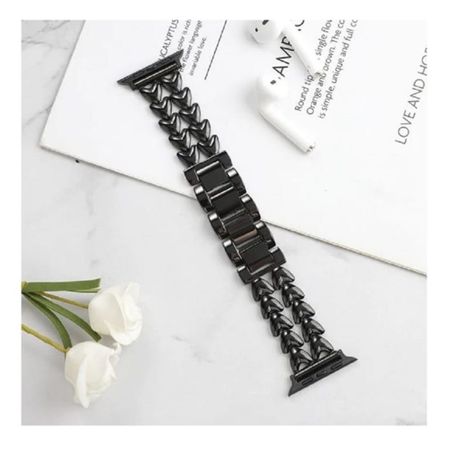 Pulsera para Apple Watch de metal doble corazon 42 44 45 49mm negro