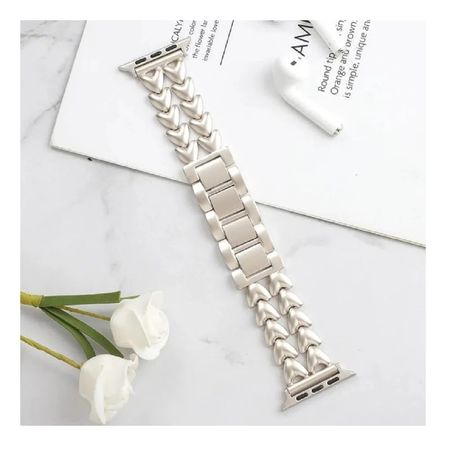Pulsera para Apple Watch de metal doble corazon 42 44 45 49mm starlight