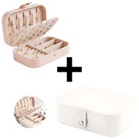 Maletín Estuche Organizador Collar Aretes Blanco + Maletín Estuche Organizador Collar Anillos Rosado