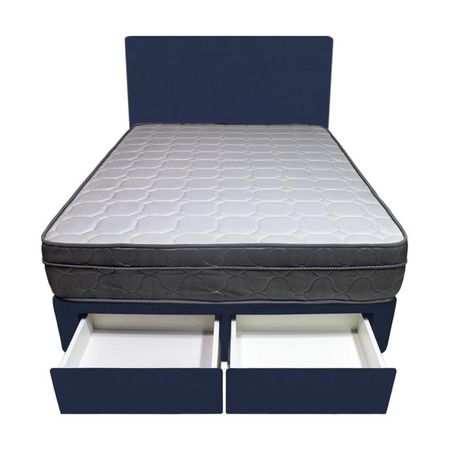 Dormitorio Turin + 2 Cajones 1.5 Plz + Cabecera - Azul Marino