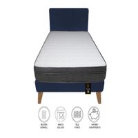 Dormitorio Turin Slim 2 Plz + Cabecera + Almohadas - Azul Marino