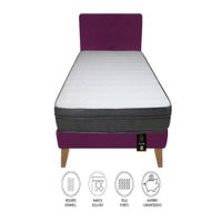 Dormitorio Turin Slim 2 Plz + Cabecera + Almohadas - Purpura
