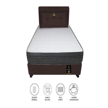 Dormitorio Turin 2 Plz + Cabecera Ajustable + Cojín - Chocolate