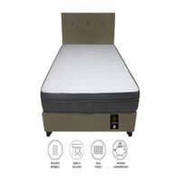 Dormitorio Turin 2 Plz + Cabecera + 2 Almohadas - Beige Oscuro