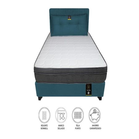 Dormitorio Turin 2 Plz + Cabecera Ajustable + Cojín - Cobalto