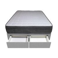 Cama Turin + 2 Cajones 2 Plz + 2 almohadas - Gris Claro