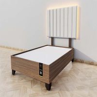 Dormitorio Enns + Cabecera Led Córdoba 2 plz - Beige Claro y Catania