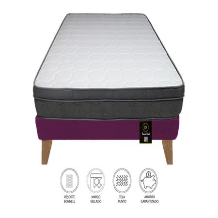 Cama Turin Slim 1.5 Plz + 1 almohada - Purpura