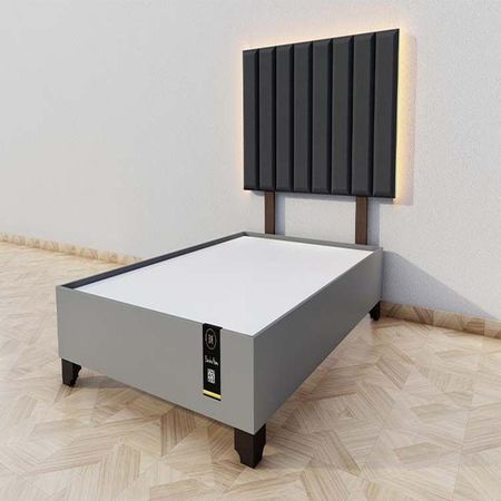 Dormitorio Enns + Cabecera Led Córdoba 2 plz - Negro y Gris Grafito