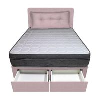 Dormitorio Turin + 2 Cajones 2 Plz + Cabecera + Cojín - Rosado