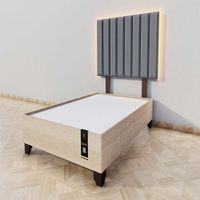 Dormitorio Enns + Cabecera Led Córdoba 2 plz - Gris Oscuro y Damasco