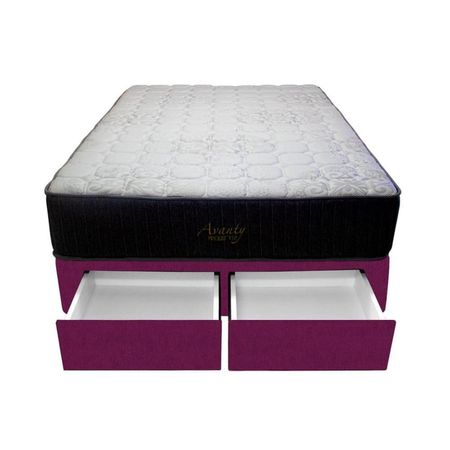 Cama Pocket Vip + 2 Cajones 2 Plz + 2 almohadas - Purpura
