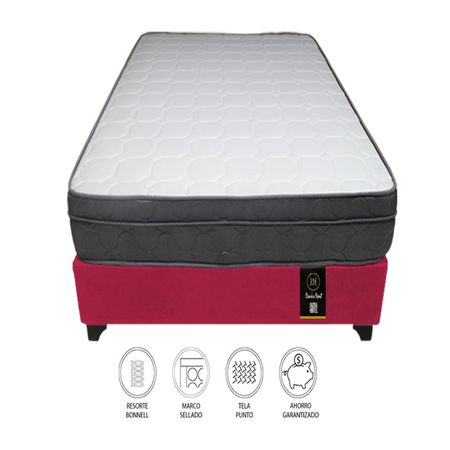 Cama Turin 1.5 Plz + 1 Almohada - Rojo