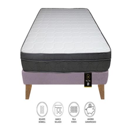 Cama Turin Slim 2 Plz + 2 almohadas - Lila