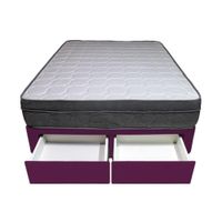 Cama Turin + 2 Cajones 2 Plz + 2 almohadas - Purpura