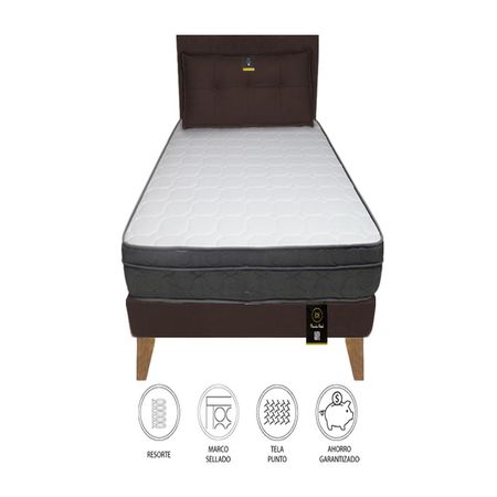 Dormitorio Turin Slim 2 Plz + Cabecera + Cojín - Chocolate