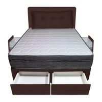 Dormitorio Turin + 4 Cajones 2 Plz + Cabecera + Cojin - Chocolate