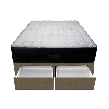 Cama Pocket Vip + 2 Cajones 2 Plz + 2 almohadas - Beige Oscuro