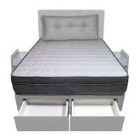 Dormitorio Turin + 4 Cajones 2 Plz + Cabecera + Cojin - Gris Claro