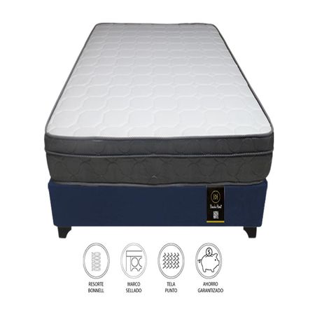 Cama Turin 1.5 Plz + 1 Almohada - Azul Marino
