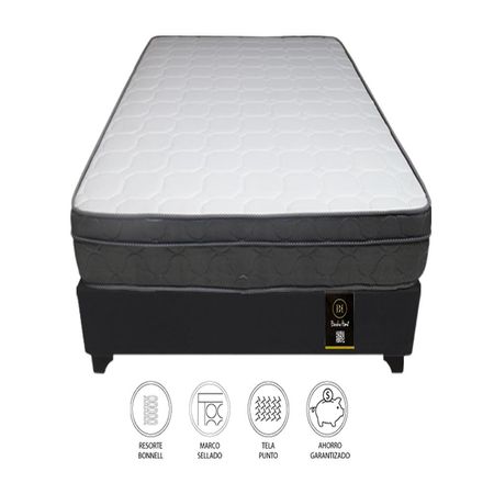 Cama Turin 1.5 Plz + 1 Almohada - Negro