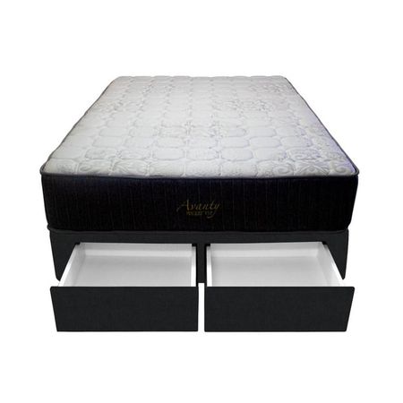 Cama Pocket Vip + 2 Cajones 2 Plz + 2 almohadas - Negro