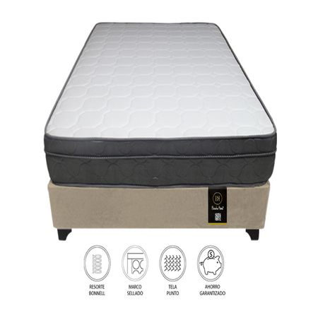 Cama Turin 1.5 Plz + 1 Almohada - Beige Claro