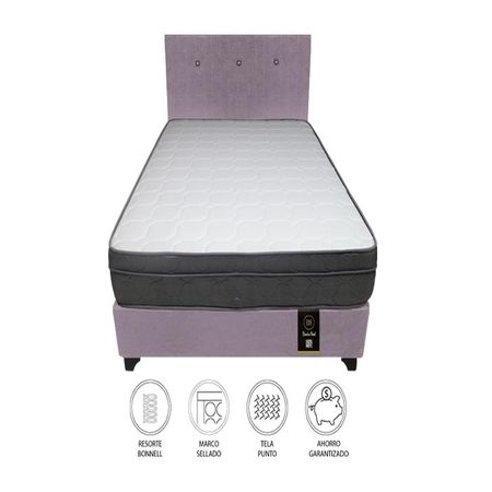 Dormitorio Turin 1.5 Plz + Cabecera + 1 Almohada - Lila