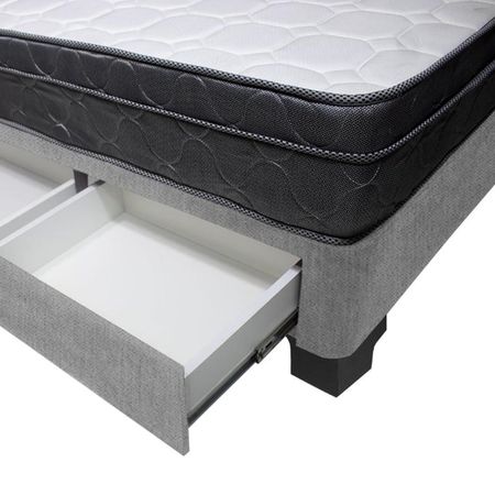 Cama Turin + 2 Cajones 1.5 Plz + 1 Almohada - Gris Claro