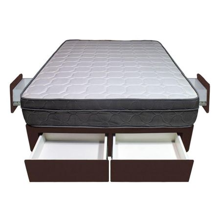 Cama Turin + 4 Cajones 1.5 Plz + 1 almohadas - Chocolate