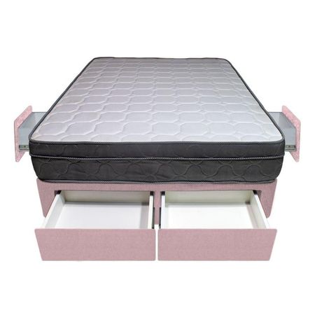 Cama Turin + 4 Cajones 1.5 Plz + 1 almohadas - Rosado