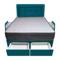 Dormitorio Turin + 4 Cajones 1.5 Plz + Cabecera + Cojin - Cobalto