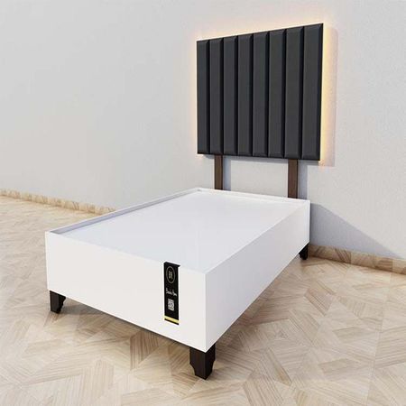 Dormitorio Enns + Cabecera Led Córdoba 1.5 plz - Negro y Blanco