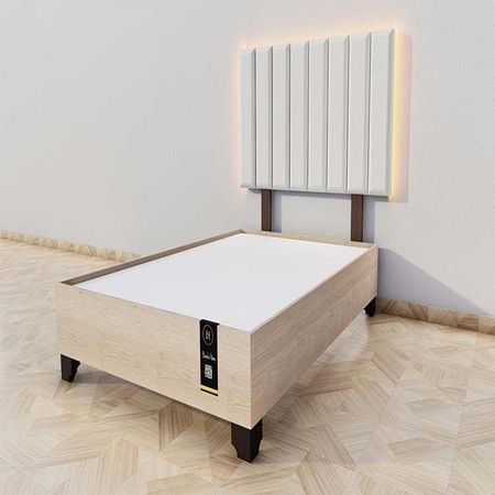 Dormitorio Enns + Cabecera Led Córdoba 1.5 plz - Beige Claro y Damasco