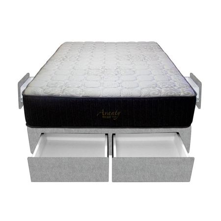 Cama Pocket Vip + 4 Cajones 1.5 Plz + 1 almohada - Gris Claro