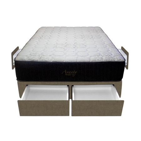 Cama Pocket Vip + 4 Cajones 1.5 Plz + 1 almohada - Beige Oscuro